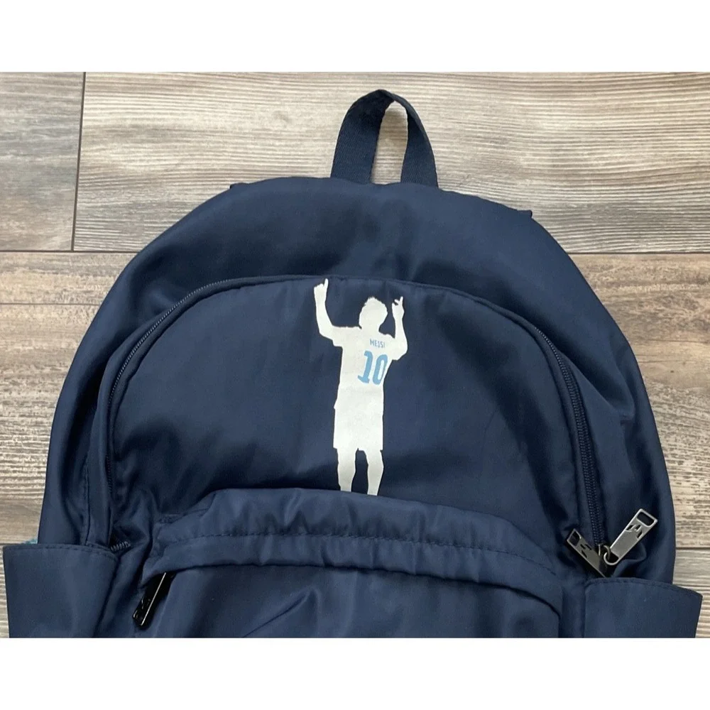 Messi Soccer School Backpack 16in Dark Blue Pockets Men Kids Medium Polyester